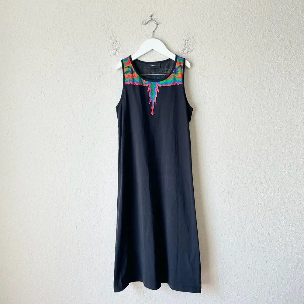 MARCELO BURLON Tank Dress Black Graphic Maxi Cotton Goth Minimalist